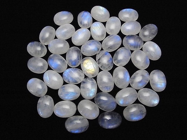 [Video] Rainbow Moonstone AA++ Oval Cabochon 20x15mm 2pcs