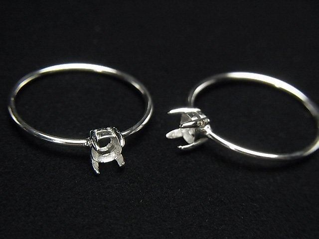 [Video] Silver925 Ring Frame (Prong Setting) Round Faceted 4.5mm Rhodium Plated 1pc