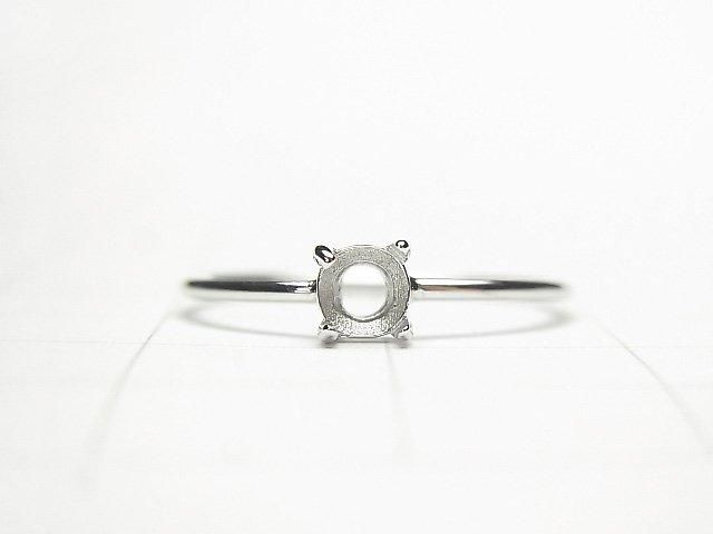 [Video] Silver925 Ring Frame (Prong Setting) Round Faceted 4.5mm Rhodium Plated 1pc