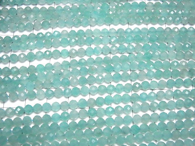 [Video]High Quality! Amazonite Silica AA++ Faceted Round 4mm 1strand beads (aprx.15inch/36cm)