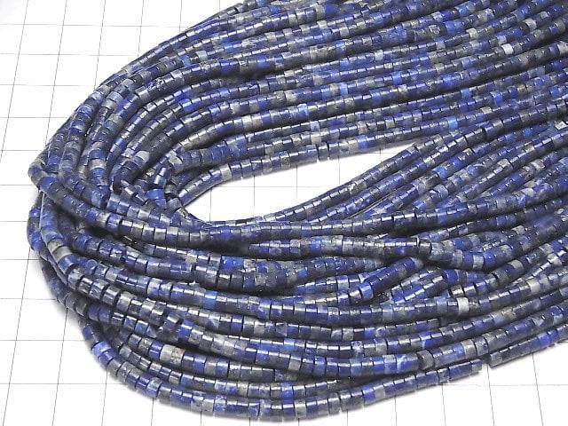 [Video] Lapislazuli AA Roundel (Tube )4x4x2mm 1strand beads (aprx.15inch/37cm)