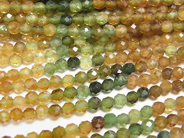 [Video] High Quality! Brown-Green Tourmaline AAA- Faceted Round 3mm 1strand beads (aprx.15inch/37cm)
