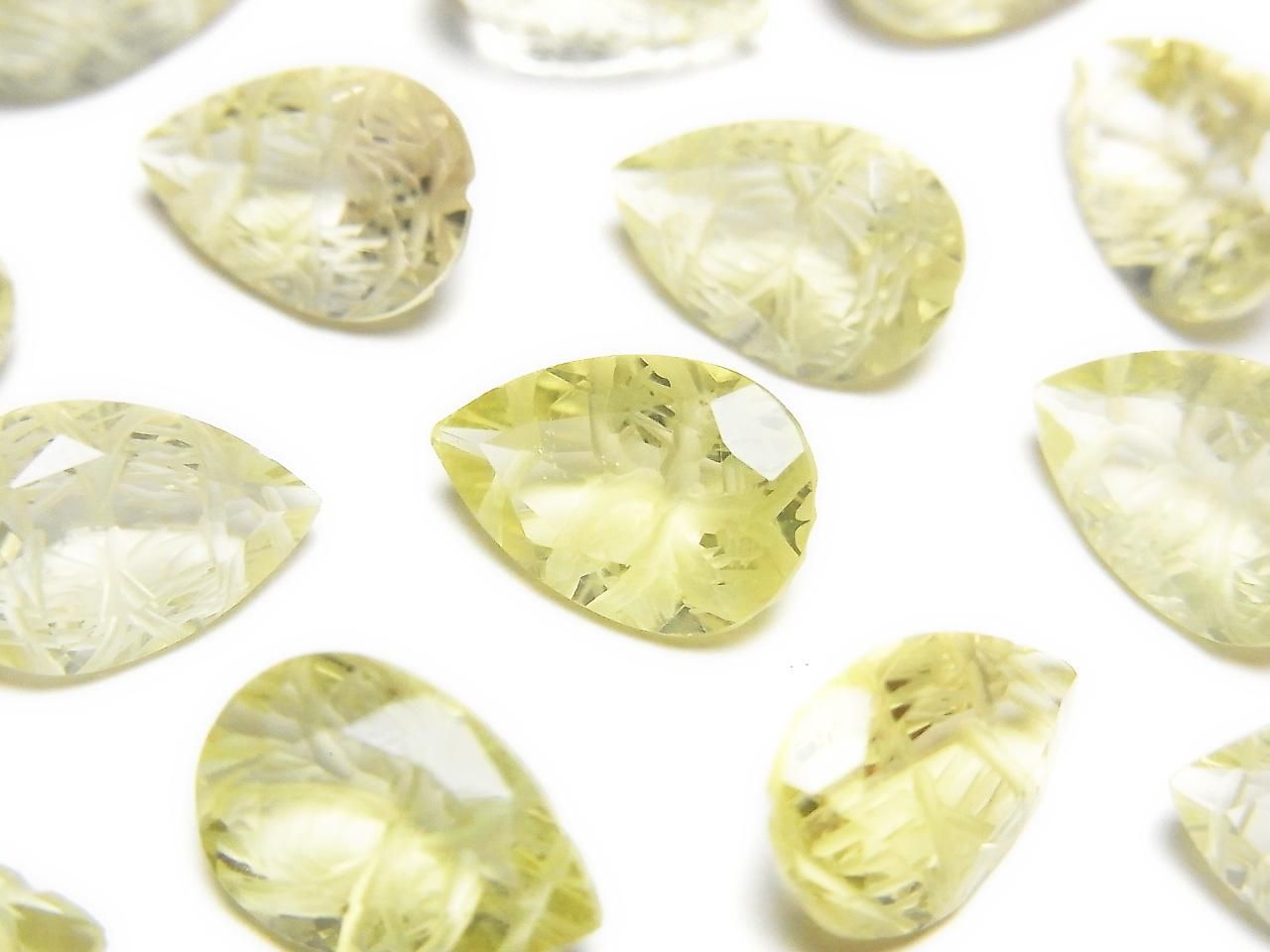 Quartz Citron de Haute Qualité AAA, Forme Poire Sculptée, Facettée 12x8mm, 3 pièces