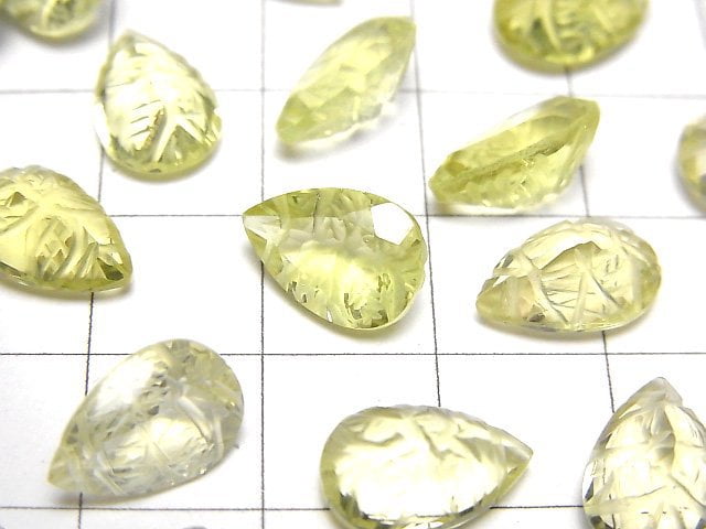 [Video]High Quality Lemon Quartz AAA Carved Pear shape Faceted 12x8mm 3pcs