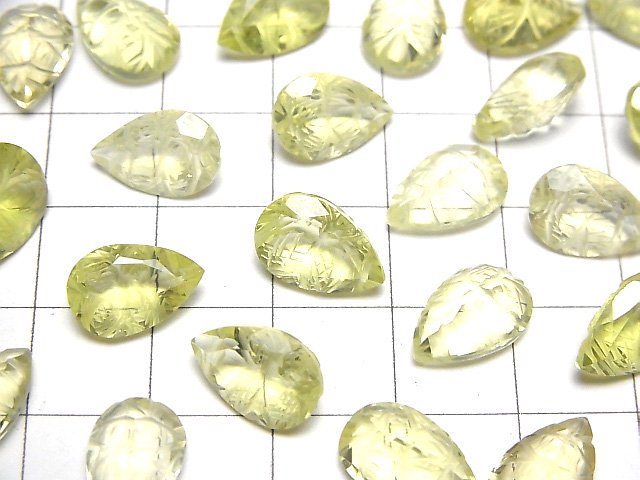 [Video]High Quality Lemon Quartz AAA Carved Pear shape Faceted 12x8mm 3pcs