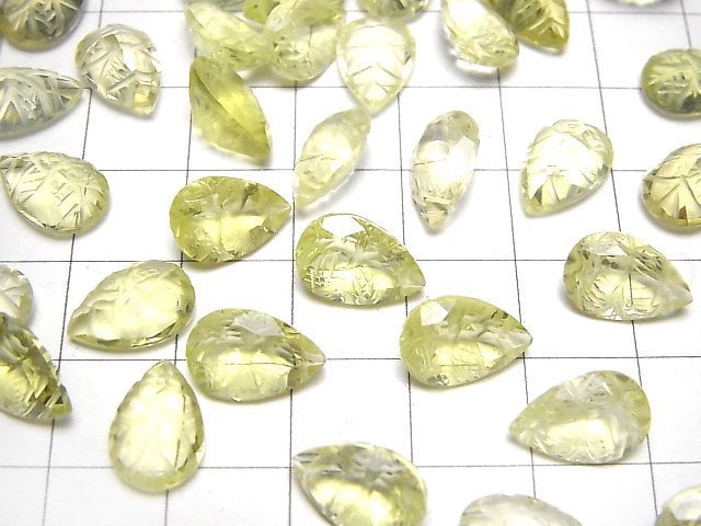 [Video]High Quality Lemon Quartz AAA Carved Pear shape Faceted 12x8mm 3pcs