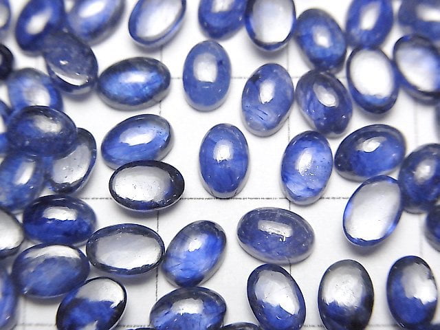 [Video]High Quality Blue Sapphire AAA- Oval Cabochon 6x4mm 4pcs