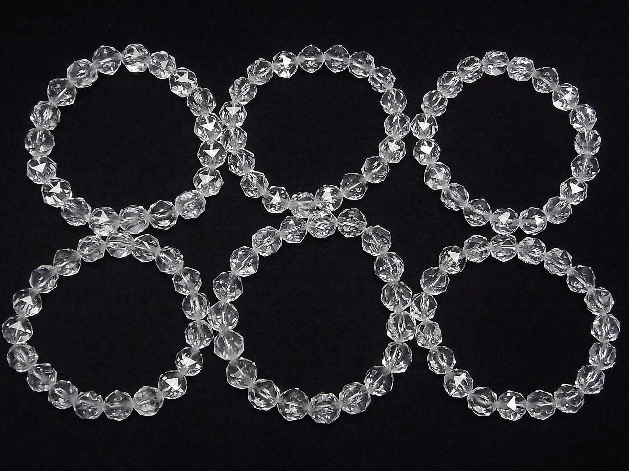 Quartz Cristal AAA Rond Facetté Étoile 10mm 1 fil de perles (Bracelet) Haute Qualité !