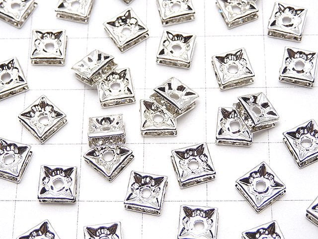 Preciosa Square Roundel 6x6x2.5mm [Clear x Silver] 10pcs