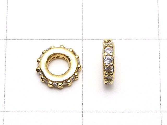 Metal parts Roundel 6x6x1.5mm (with CZ)  Gold color3pcs