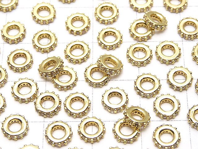 Metal parts Roundel 6x6x1.5mm (with CZ)  Gold color3pcs