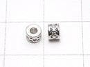 Metal parts Rondelle 4x4x3mm (with CZ) silver color 2pcs