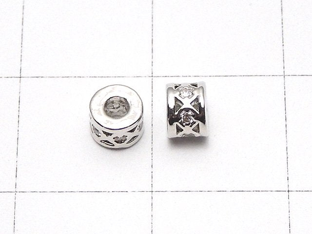 Metal parts Roundel 4x4x3mm (with CZ) silver color 2pcs