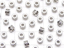 Metal parts Rondelle 4x4x3mm (with CZ) silver color 2pcs
