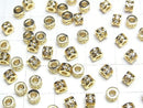 Metal parts Rondelle 4x4x3mm (with CZ) Gold color 2pcs