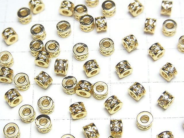 Metal parts Roundel 4x4x3mm (with CZ) Gold color 2pcs