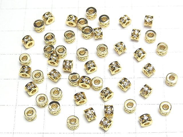 Metal parts Roundel 4x4x3mm (with CZ) Gold color 2pcs