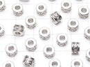 Metal parts Rondelle 6x6x4mm (with CZ) Silver color 2pcs