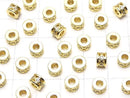 Metal parts Rondelle 6x6x4mm (with CZ) Gold color 2pcs
