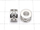 Metal parts Rondelle 8x8x5mm (with CZ) silver color 2pcs