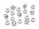 Metal parts Rondelle 8x8x5mm (with CZ) silver color 2pcs
