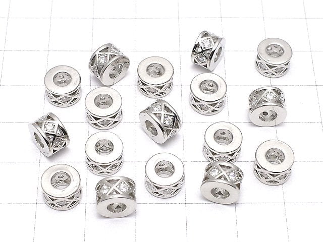 Metal parts Roundel 8x8x5mm (with CZ) silver color 2pcs