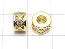 Metal parts Rondelle 8x8x5mm (with CZ) Gold color 2pcs