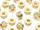 Metal parts Rondelle 8x8x5mm (with CZ) Gold color 2pcs