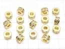 Metal parts Rondelle 8x8x5mm (with CZ) Gold color 2pcs