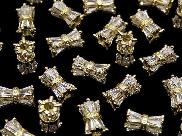 Metal parts Ribbon Tube 8x5x5mm Gold color (with CZ) 1pc