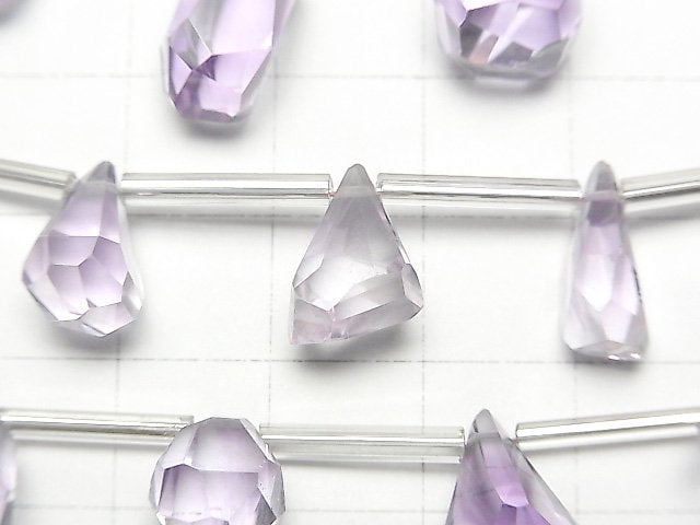 [Video]High Quality Light Color Amethyst AAA- Rough Drop Faceted Briolette 1strand (9pcs )