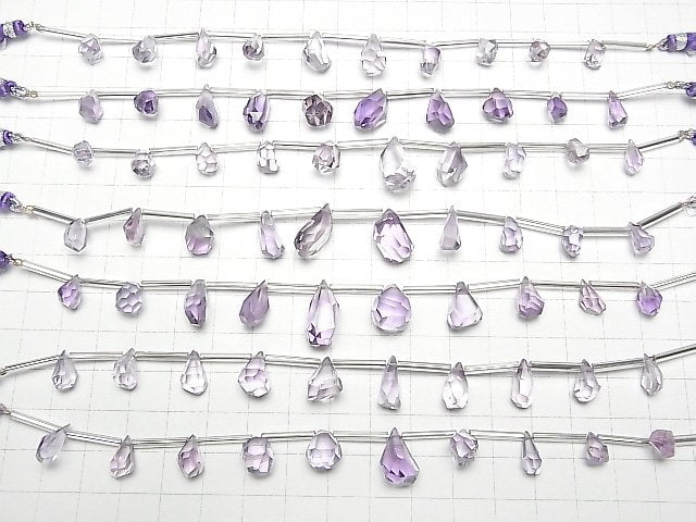 [Video]High Quality Light Color Amethyst AAA- Rough Drop Faceted Briolette 1strand (9pcs )