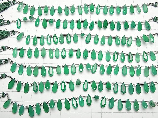 [Video]High Quality Green Onyx AAA Pear shape Faceted 12x5mm half or 1strand (18pcs )