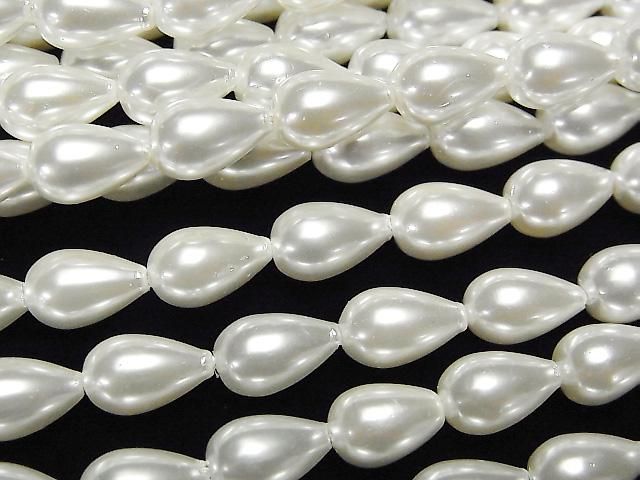 [Video] Shell Pearl White Drop 10x6x6mm 1-strand beads (approx. 15inch/38cm)