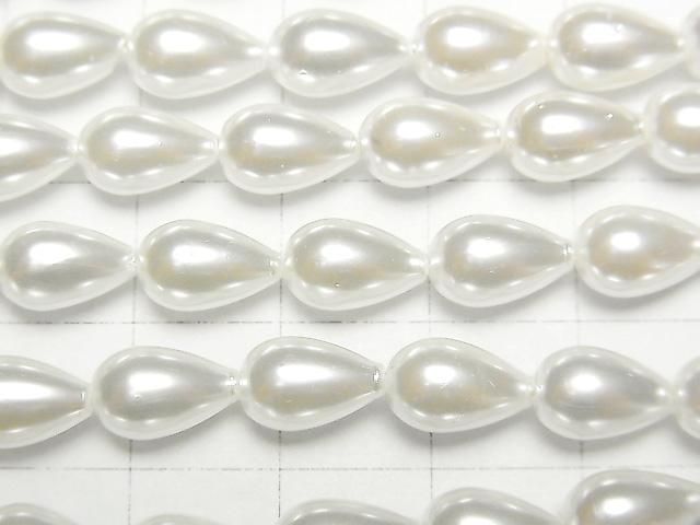 [Video] Shell Pearl White Drop 10x6x6mm 1-strand beads (approx. 15inch/38cm)