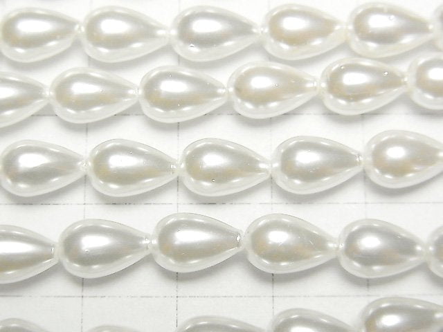 [Video]Shell Pearl White Drop 10x6x6mm 1strand beads (aprx.15inch/38cm)