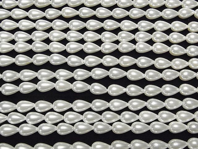 [Video] Shell Pearl White Drop 10x6x6mm 1-strand beads (approx. 15inch/38cm)