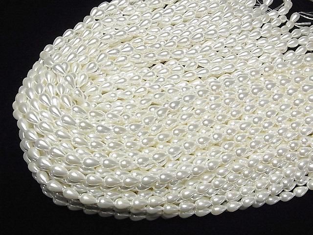 [Video] Shell Pearl White Drop 10x6x6mm 1-strand beads (approx. 15inch/38cm)
