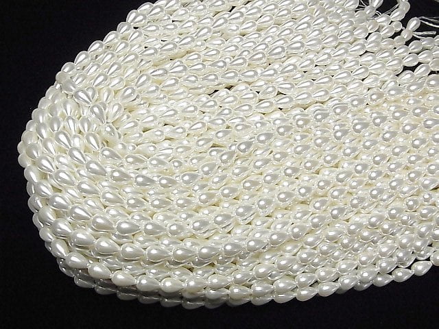 [Video]Shell Pearl White Drop 10x6x6mm 1strand beads (aprx.15inch/38cm)