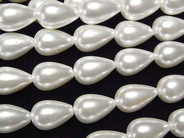 [Video] Shell Pearl White Drop 12x8x8mm 1-strand beads (approx. 15inch/38cm)