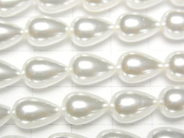 [Video] Shell Pearl White Drop 12x8x8mm 1-strand beads (approx. 15inch/38cm)