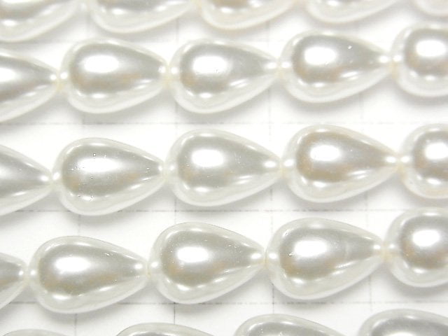 [Video]Shell Pearl White Drop 12x8x8mm 1strand beads (aprx.15inch/37cm)