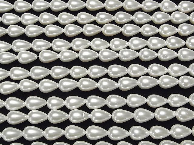 [Video] Shell Pearl White Drop 12x8x8mm 1-strand beads (approx. 15inch/38cm)