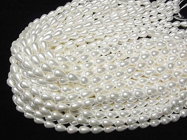 [Video] Shell Pearl White Drop 12x8x8mm 1-strand beads (approx. 15inch/38cm)
