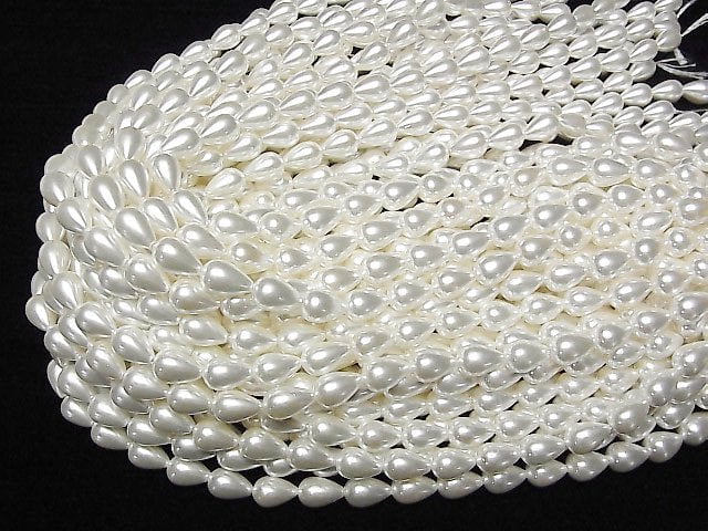 [Video]Shell Pearl White Drop 12x8x8mm 1strand beads (aprx.15inch/37cm)