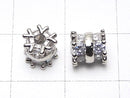 Metal parts Rondelle (Tube) 7x5x5mm Silver color (with CZ) 1pc