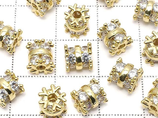 Pièce métallique Rondelle (Tube) 6.5x6x6mm Couleur or (avec CZ) 1 pièce