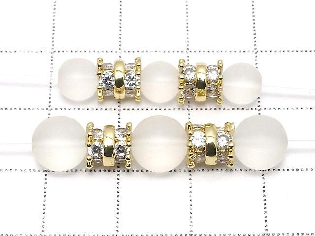 Pièce métallique Rondelle (Tube) 6.5x6x6mm Couleur or (avec CZ) 1 pièce