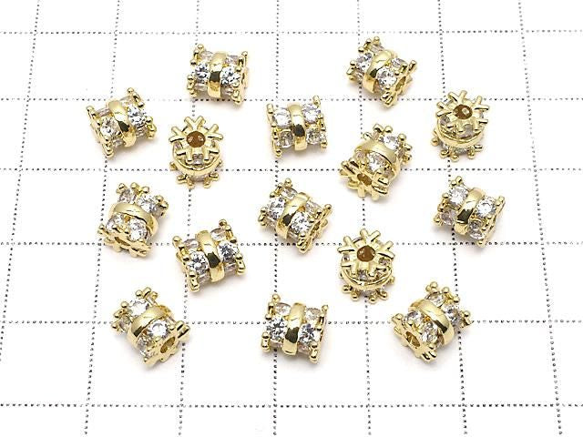 Pièce métallique Rondelle (Tube) 6.5x6x6mm Couleur or (avec CZ) 1 pièce