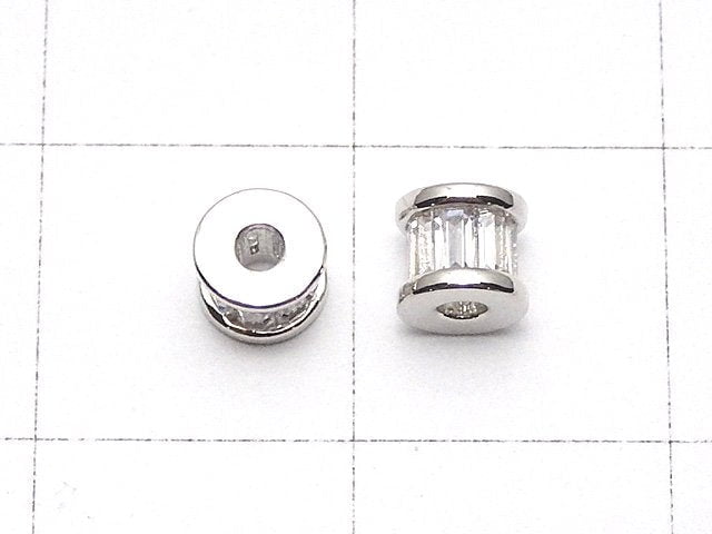 Metal Parts Roundel 4.5x4.5x4mm Silver (with CZ) 2pcs